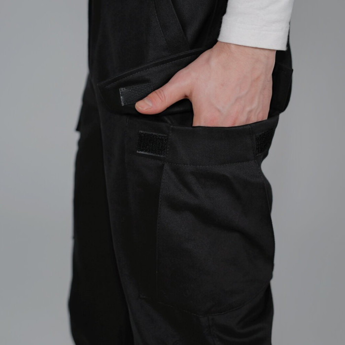 Брюки карго Slavni с накладными карманами черные, Брюки-карго весенние Slavni Brut черные.