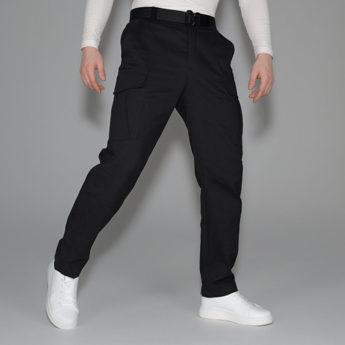 Брюки карго Slavni с накладными карманами черные, Брюки-карго весенние Slavni Brut черные.