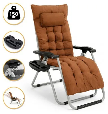 Раскладное кресло шезлонг LEOBRO Zero Gravity Premium Plus Коричневое (LB-ZGC-E1-BRN)