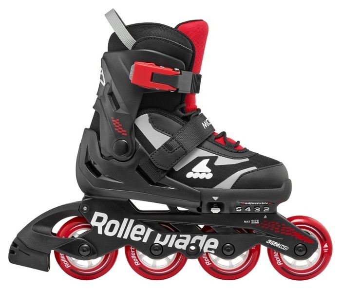Комплект роликові ковзани Rollerblade Microblade black-red + захист