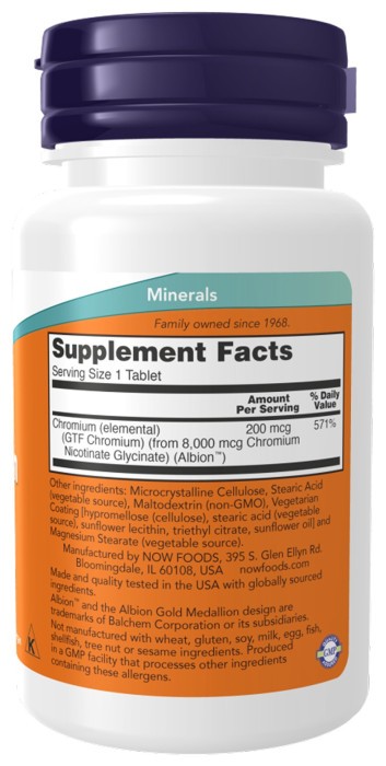 GTF Chromium 200mcg - 100 tabs