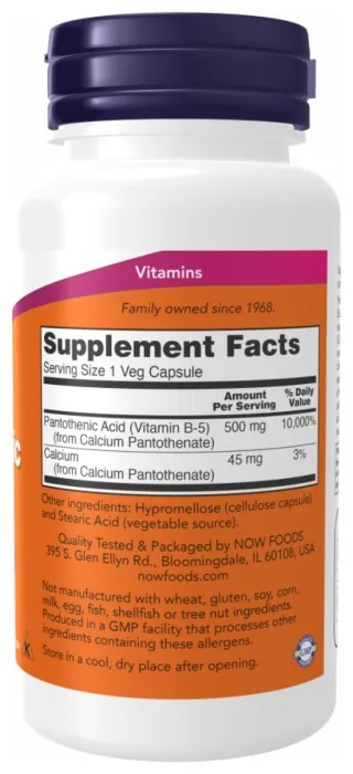 PANTOTHENIC ACID 500mg - 100 vcaps