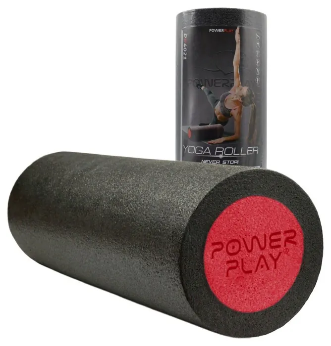 Массажный ролик (роллер) гладкий PowerPlay 4021 Fitness Roller Черно-красный (45x15см.)