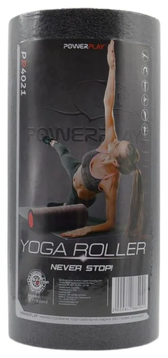 Массажный ролик (роллер) гладкий PowerPlay 4021 Fitness Roller Черно-красный (45x15см.)