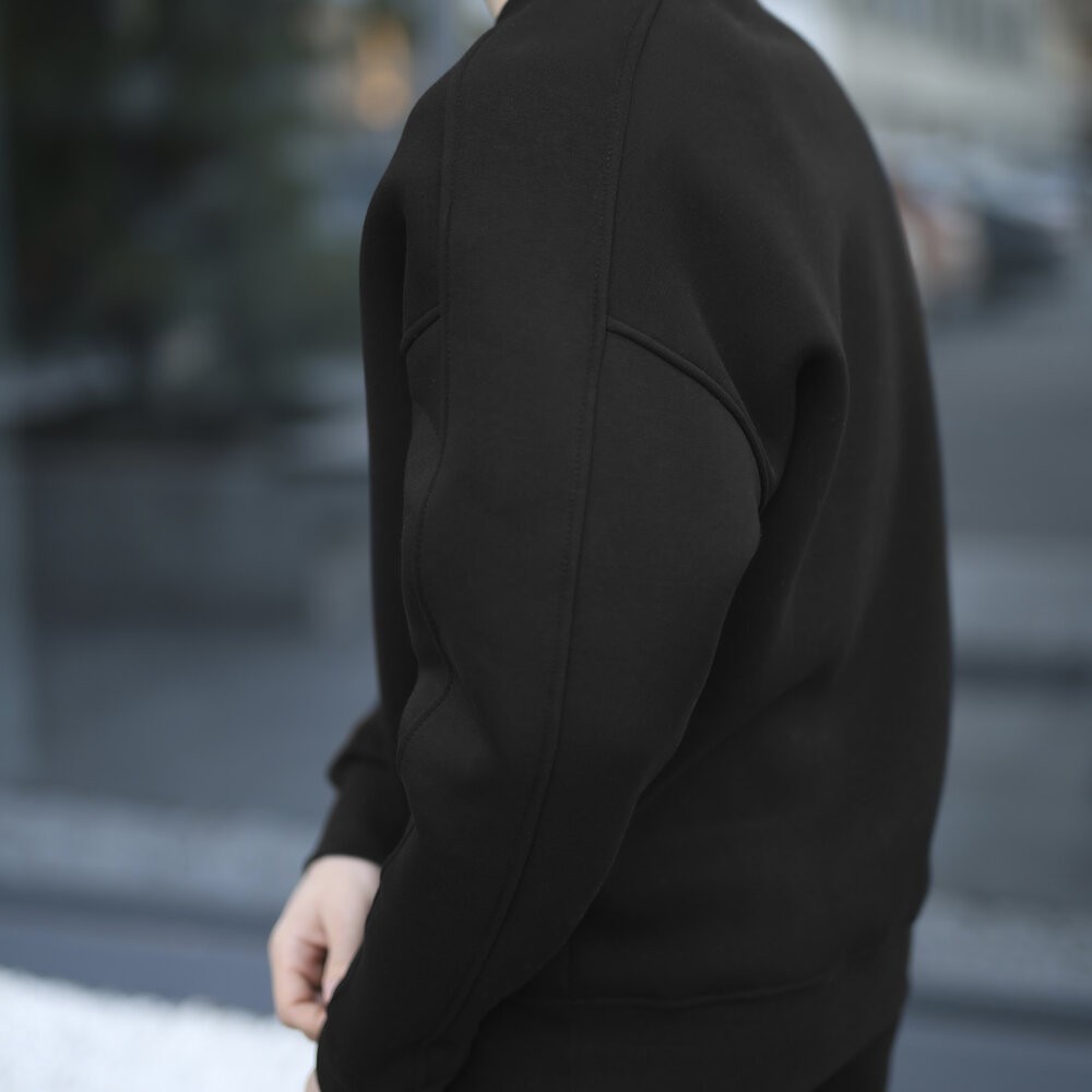 Оверсайз свитшот черный мужской осень зима Pobedov Hubble. Оверсайз кофта черная