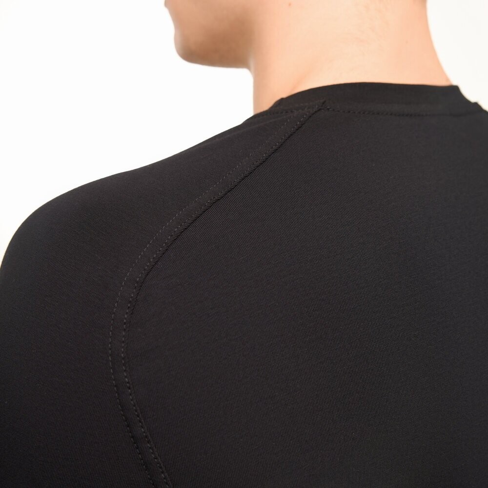 Черный мужской лонгсов Pobedov Dune. Черная мужская кофта из кулира