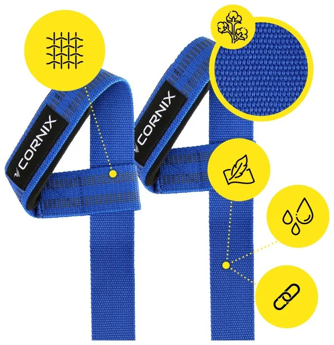 Лямки атлетичні для тяги Cornix Lifting Straps XR-0506 Blue