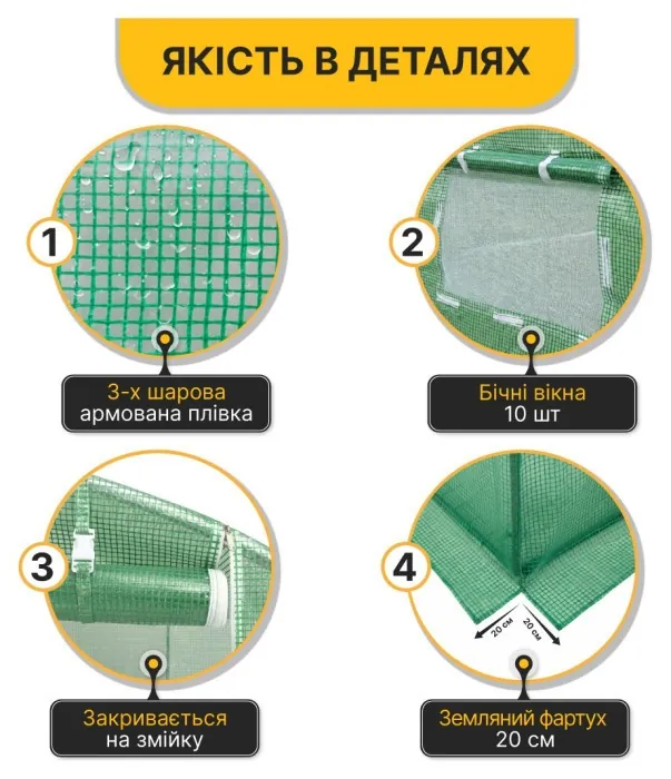 Посилена садова теплиця парник LEOBRO Garden 18м2 Green (LB-18M25)