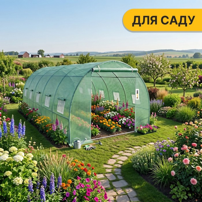 Посилена садова теплиця парник LEOBRO Garden 18м2 Green (LB-18M25)