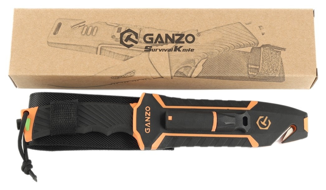 Ніж Ganzo G8012V2-OR помаранчевий (G8012V2-OR) з паракордом, укр, укр