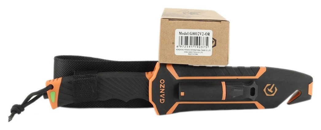 Ніж Ganzo G8012V2-OR помаранчевий (G8012V2-OR) з паракордом, укр, укр