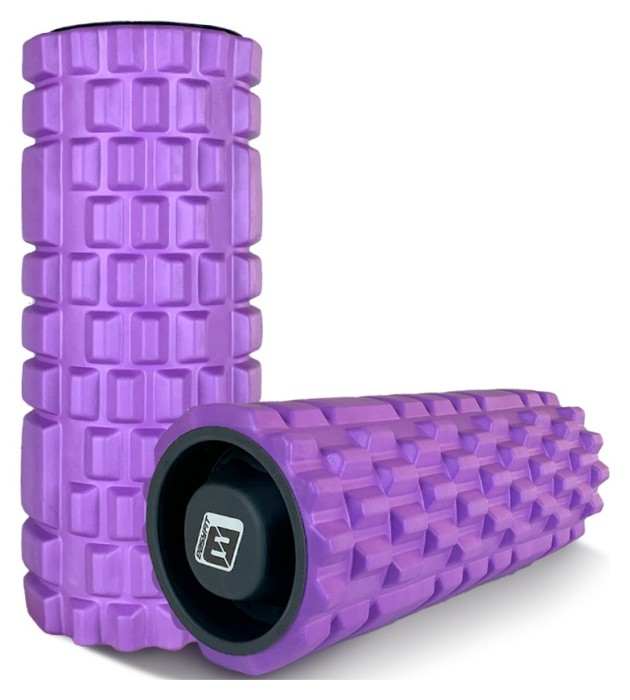 Масажний ролик EasyFit Grid Roller 33 см v.1.1 міцний масажер (фіолетовий)