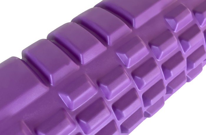 Масажний ролик EasyFit Grid Roller 33 см v.1.1 міцний масажер (фіолетовий)