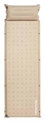 Матрац туристичний із подушкою, самонадувний одномісний Naturehike CNK2550WS025, вологостійкий, 200 х 65 х 3 см, бежевий