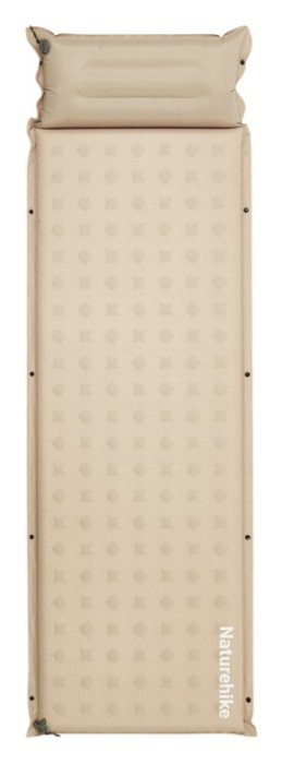 Матрац туристичний із подушкою, самонадувний одномісний Naturehike CNK2550WS025, вологостійкий, 200 х 65 х 3 см, бежевий, укр, укр