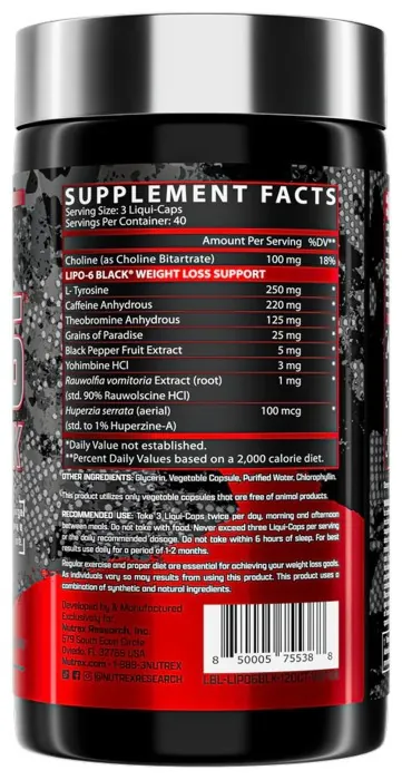 Lipo-6 Black Maximum Potency - 120 caps