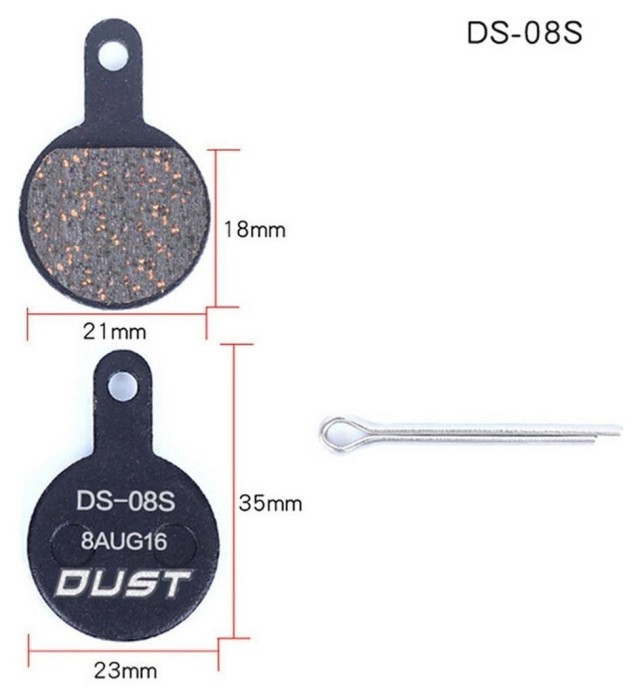 Гальмівні колодки дискові напівметалеві DUST DS-08S TEKTRO IOX, Lyra та Novela (після 2010 р. випуску) AM (брендоване пакування), укр, укр