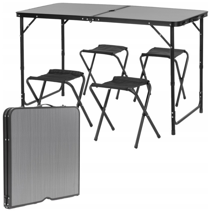 Набір кемпінговий Springos складний стіл та стільці 4 шт CS0182 Grey/Black