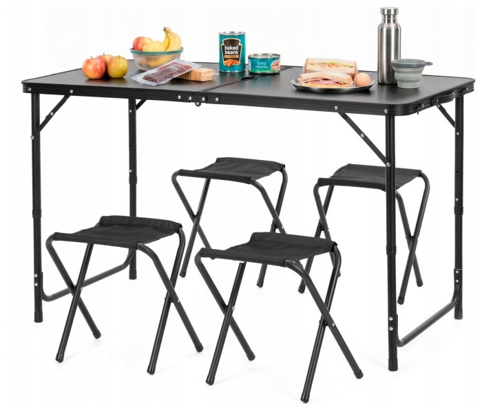 Набір кемпінговий Springos складний стіл та стільці 4 шт CS0182 Grey/Black