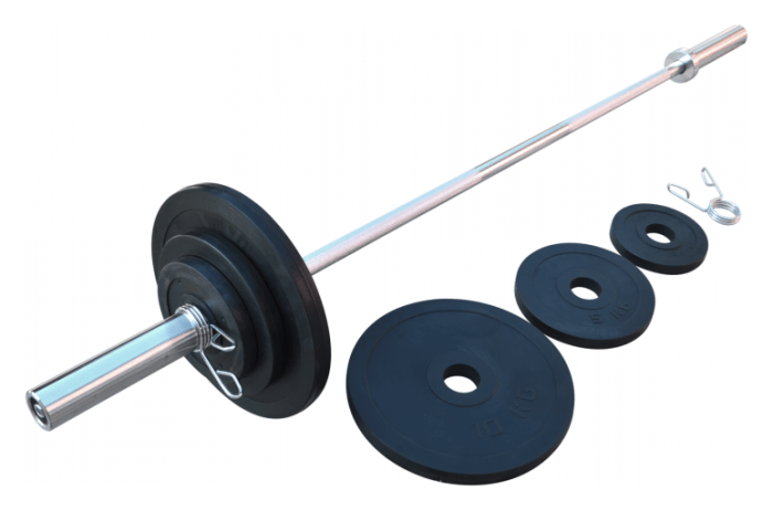 Штанга олімпійська 200 кг з гумовими металевими дисками RN-Sport, укр, укр