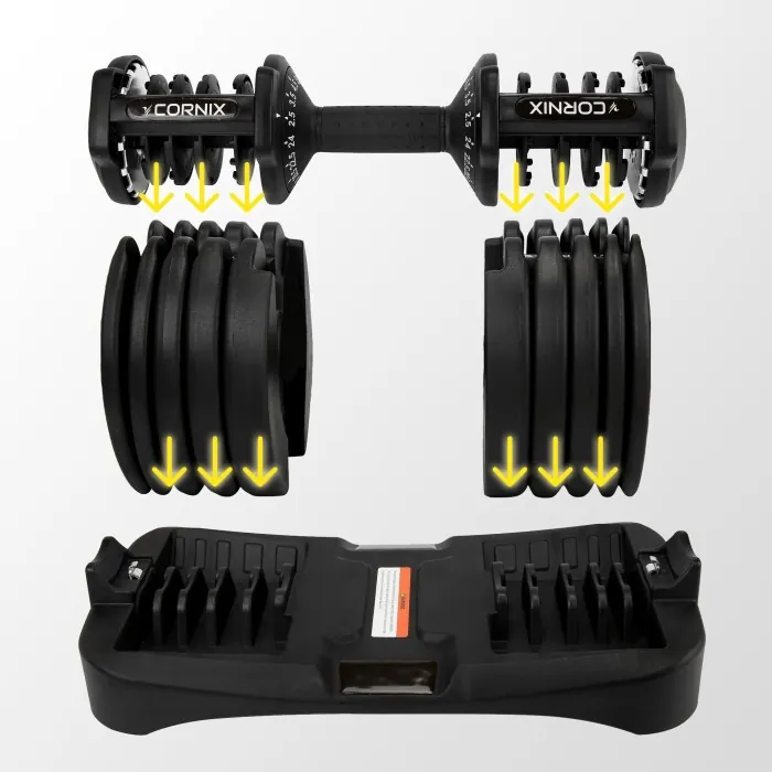 Гантеля з регульованою вагою Cornix 2.5-24 кг XR-0405 Black