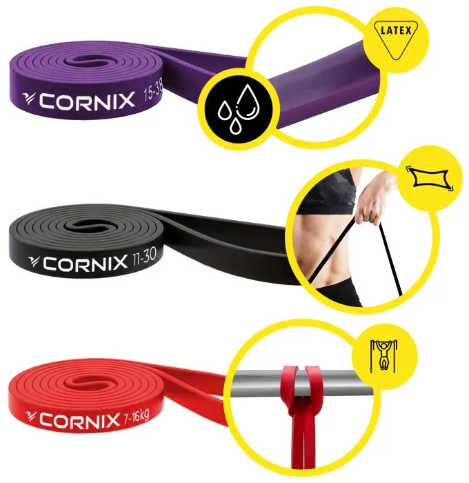 Еспандер-петля Cornix Power Band 7-38 кг (резина для фітнесу та спорту) набір 3 шт XR-0259