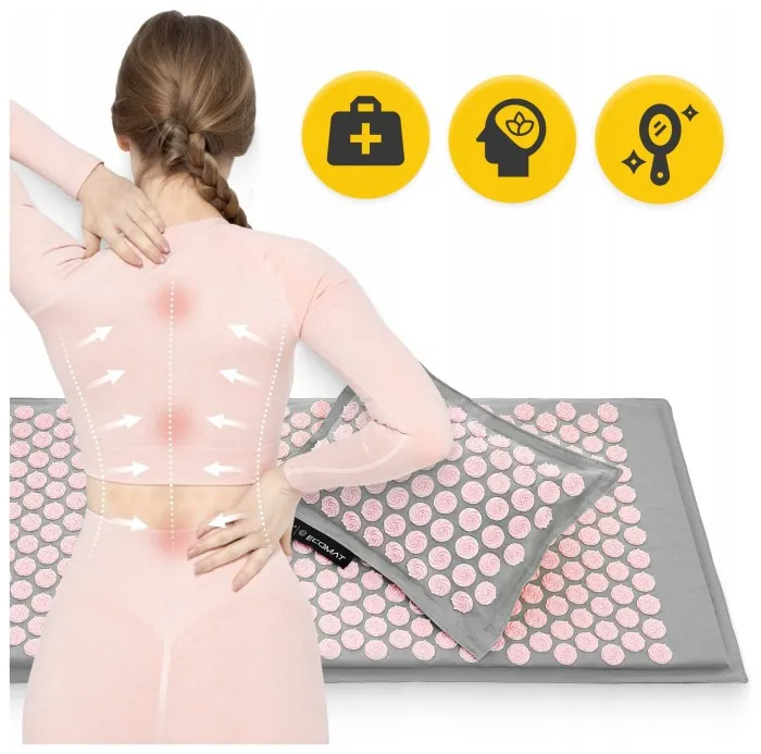 Коврик акупунктурный с подушкой 4FIZJO Eco Mat XL Аппликатор Кузнецова Grey/Pink (P-5907739313607)