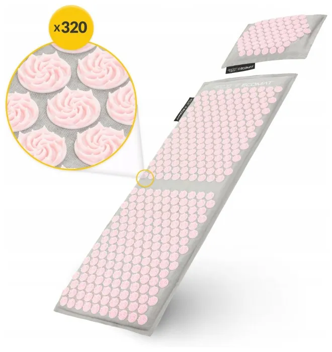 Коврик акупунктурный с подушкой 4FIZJO Eco Mat XL Аппликатор Кузнецова Grey/Pink (P-5907739313607)