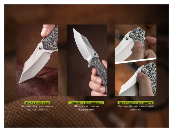Ніж складаний туристичний Civivi Pentad (8.8 см) Nitro-V / Micarta чорний/білий