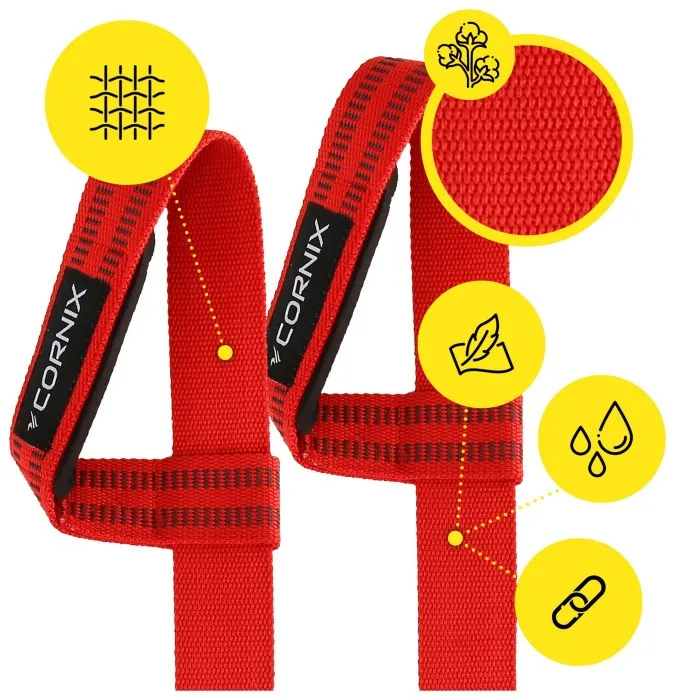 Лямки атлетичні для тяги Cornix Lifting Straps XR-0505 Red