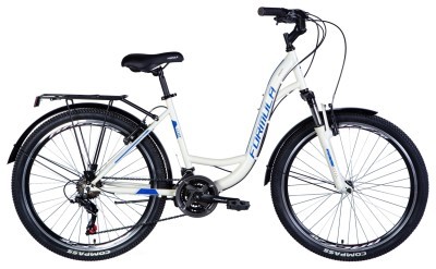 Велосипед ST 26" Formula OMEGA AM Vbr рама- с багажником задн St с крылом St 2024 (белый (м))