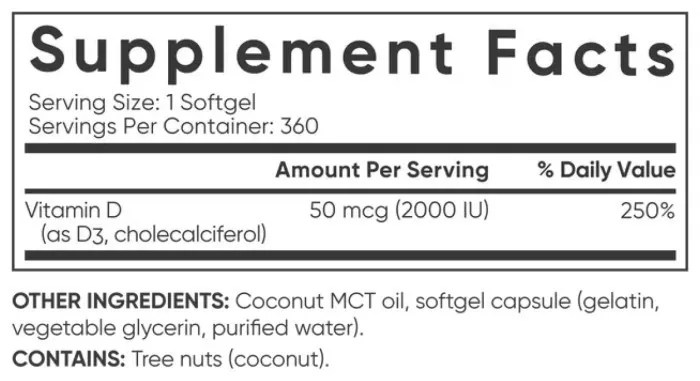 Vitamin D3 2000IU - 360 softgels