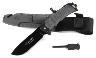 Ніж Ganzo G8012V2-GY сiрий (G8012V2-GY) з паракордом