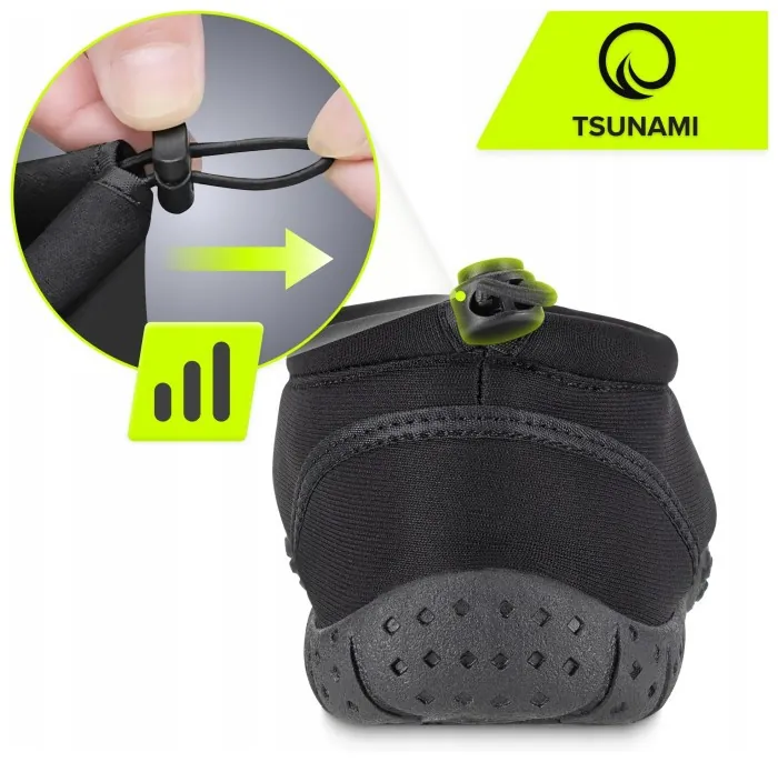 Взуття для пляжу (аквашузи) TSUNAMI Slip-On для плавання та водних видів спорту Size 32 Black (P-5905973406215)