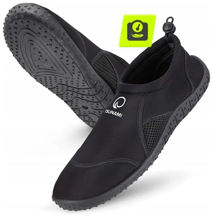 Взуття для пляжу (аквашузи) TSUNAMI Slip-On для плавання та водних видів спорту Size 32 Black (P-5905973406215)