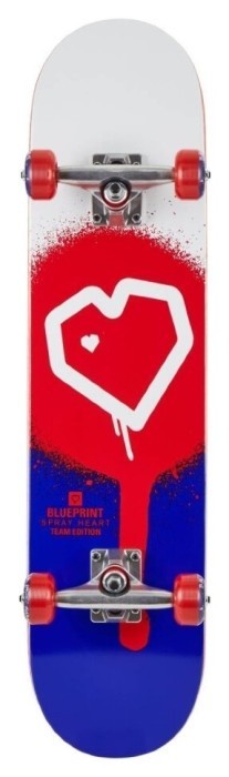 Blueprint Spray Heart V2 Скейтборд Complete 8" - Red/Blue, укр, укр
