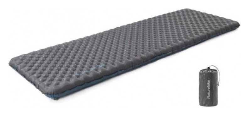 Матрац туристичний надувний одномісний Naturehike CNH22DZ018, надлегкий, 196x64x7 см, чорний, для туризму із мішком для надування