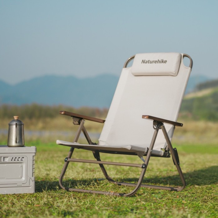 Крісло складане з регульованим нахилом Naturehike CNK2550JJ012, вуглецева сталь, бежевий