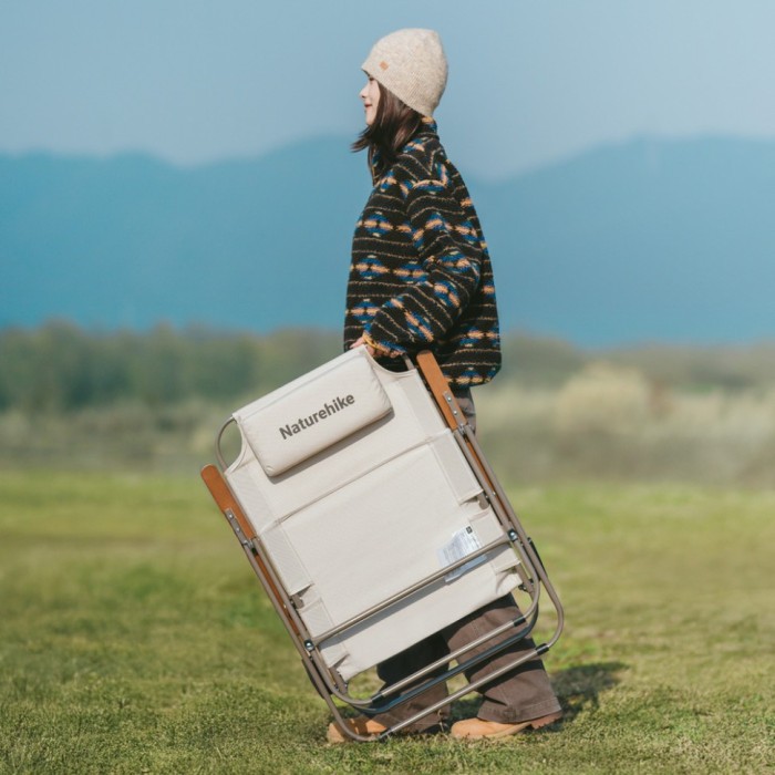 Крісло складане з регульованим нахилом Naturehike CNK2550JJ012, вуглецева сталь, бежевий