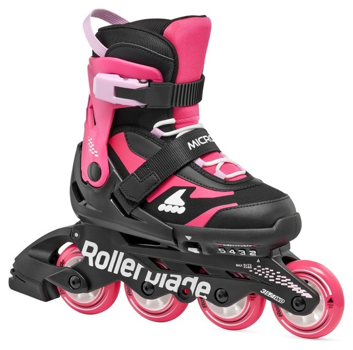 Комплект роликові ковзани Rollerblade Microblade black-pink + захист