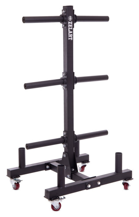 Стійка вертикальна для млинців дисків та грифів пересувна Zelart TA-2273 (метал, розмір 80х63х148, 5см, чорний), укр, укр