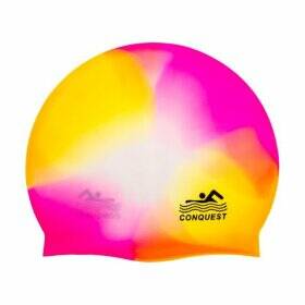 Шапочка для плавания CONQUEST SC01-A, желто-розовая