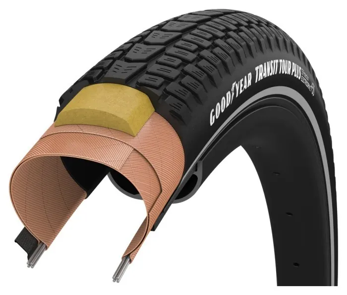 Покрышка 700x35 (37-622) GoodYear Transit Tour Plus S5: Protection, Wire, Black + reflective strips, 60tpi