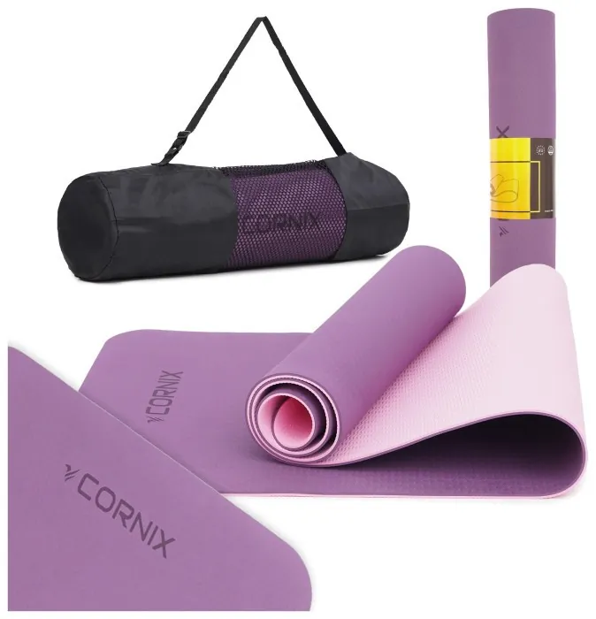Коврики спортивные Cornix TPE 183 x 61 x 0.6 см для йоги и фитнеса XR-0007 Plum/Rose