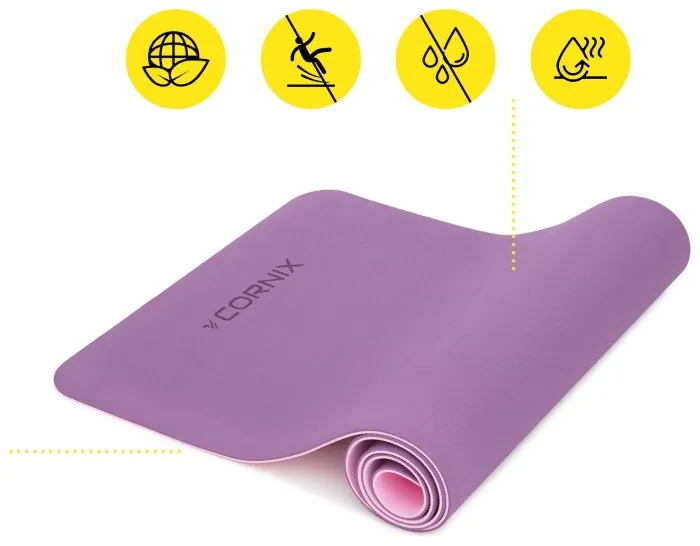Коврики спортивные Cornix TPE 183 x 61 x 0.6 см для йоги и фитнеса XR-0007 Plum/Rose
