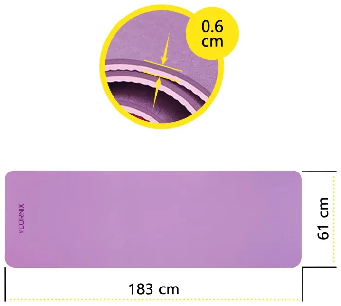 Коврики спортивные Cornix TPE 183 x 61 x 0.6 см для йоги и фитнеса XR-0007 Plum/Rose