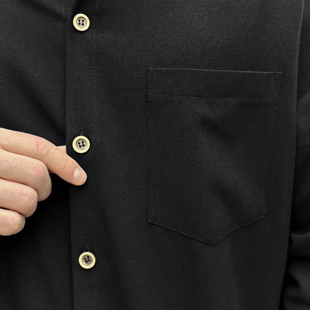 Чоловіча чорна сорочка з довгим рукавом Pobedov Founder, укр, укр