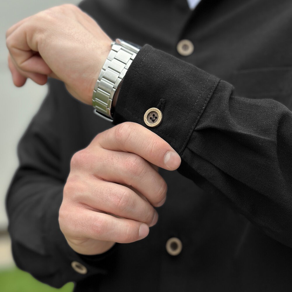 Чоловіча чорна сорочка з довгим рукавом Pobedov Founder, укр, укр