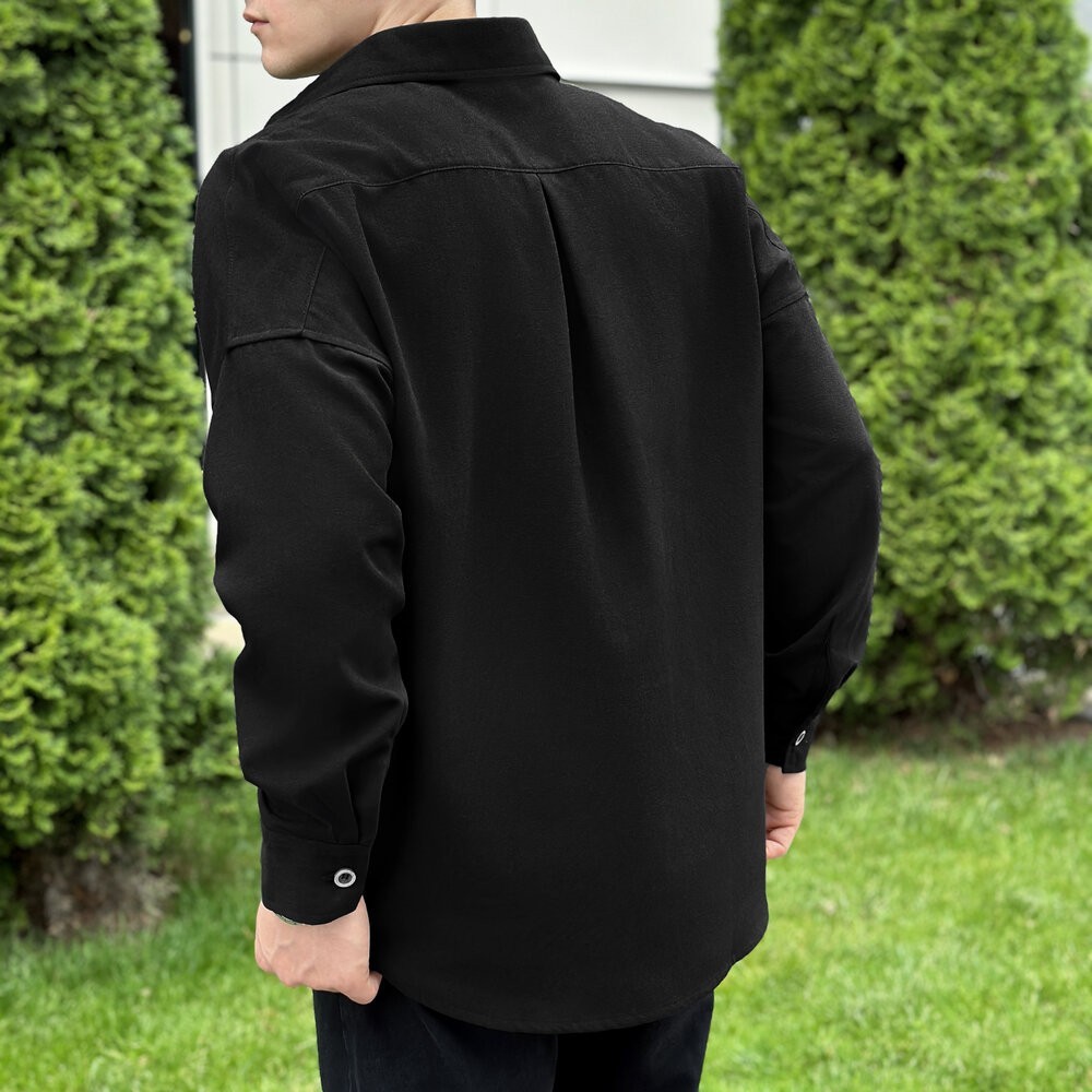 Чоловіча чорна сорочка з довгим рукавом Pobedov Founder, укр, укр