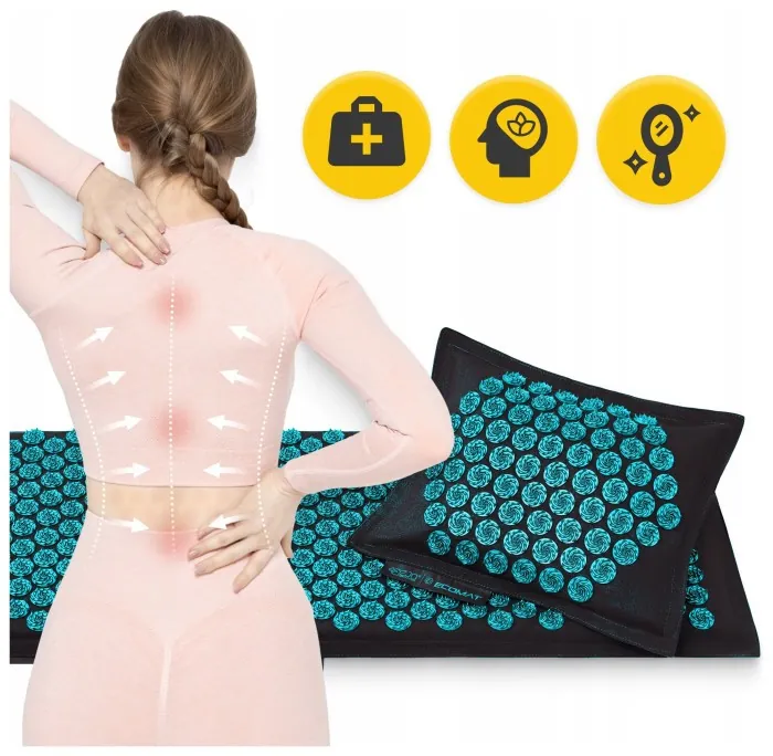 Килимок акупунктурний з подушкою 4FIZJO Eco Mat XL Аплікатор Кузнєцова Black/Blue (P-5907739317452)